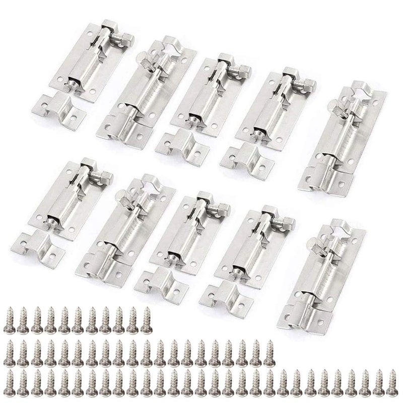 LDEXIN 10Pcs 50mm/2" Stainless Steel Security Interior Exterior Door Window Latch Sliding Lock Barrel Slide Bolt Gate Lock Hasp - Image 1